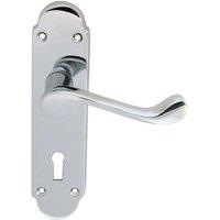 Loops PAIR Victorian Upturned Handle on Lock Backplate 170 x 42mm Polished Chrome