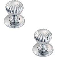 Loops 2x Flower Design Textured Cupboard Door Knob 31mm Diameter Polished Chrome