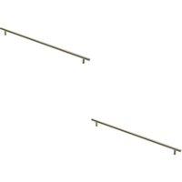 Loops 2x Round T Bar Cabinet Pull Handle 508 x 12mm 448mm Fixing Centres Satin Nickel in Metallics