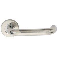 Loops PAIR 19mm Round Bar Safety Handle on Round Rose Concealed Fix Polished Steel in Metallics