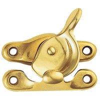 Loops Fitch Pattern Sash Window Fastener 49mm Fixing Centres Polished Brass in Metallics