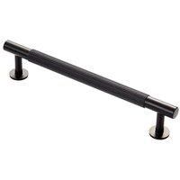 Loops Lined Bar Door Pull Handle - 190mm x 13mm - 160mm Centres - Matt Black