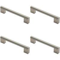 Loops 4x Round Bar Pull Handle 168 x 14mm 128mm Fixing Centres Satin Nickel & Steel in Metallics