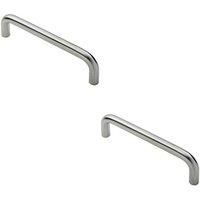 Loops 2x Round D Bar Pull Handle 244 19mm 225mm Fixing Centres Satin Steel in Metallics