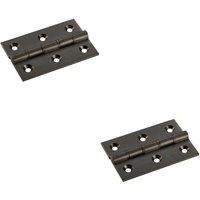 Loops 2x PAIR 76 x 50 x 2.5mm Brass Washered Butt Hinge Matt Bronze Internal Door in Metallics