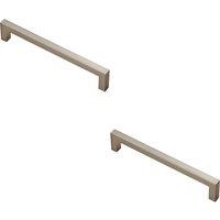 Loops 2x Square Block Pull Handle 170 x 10mm 160mm Fixing Centres Satin Nickel in Metallics