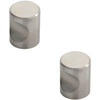 Loops 2x Cylindrical Cupboard Door Knob 20mm Diameter Stainless Steel Cabinet Handle in Metallics