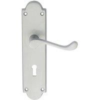 Loops PAIR Victorian Scroll Handle on Lock Backplate 205 x 49mm Satin Chrome