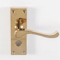 Loops PAIR Victorian Scroll Handle on Bathroom Backplate 120 x 41mm Polished Brass in Metallics