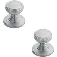 Loops 2x Ringed Tiered Cupboard Door Knob 30mm Diameter Satin Chrome Cabinet Handle