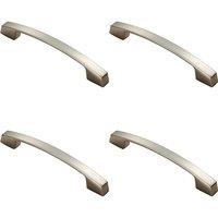 Loops 4x Curved Bridge Pull Handle 169 x 14mm 128mm Fixing Centres Satin Nickel in Metallics