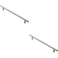 Loops 2x Round T Bar Cabinet Pull Handle 828 x 12mm 768mm Fixing Centres Satin Nickel in Metallics