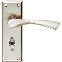 Loops PAIR Angular Lever on Bathroom Backplate Door Handle 150 x 50mm Satin Nickel in Metallics