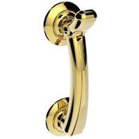 Loops Victorian Bow Door Knocker on Rose 95mm Fixing Centres Polished Brass in Metallics