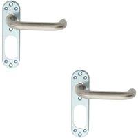 Loops 2x PAIR Safety Lever on Steel Inner Backplate 168mm Door Handle Satin Steel in Metallics