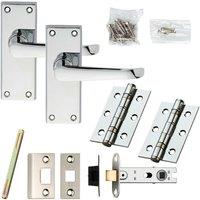 Loops Door Handle & Latch Pack Chrome Victorian Straight Lever Backplate 150 x 42mm