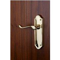 Loops PAIR Victorian Upturned Handle on Latch Backplate 168 x 47mm Polished Brass in Metallics