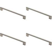 Loops 4x Round Bar Pull Handle 296 x 14mm 256mm Fixing Centres Satin Nickel & Steel in Metallics