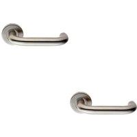 Loops 2x PAIR 19mm Round Bar Safety Lever on Slim Round Rose Concealed Fix Satin Steel in Metallics