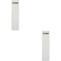 Loops 2x Push Engraved Door Finger Plate 350 x 75mm Satin Anodised Aluminium