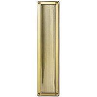 Loops Rectangular Reeded Door Finger Plate 305 x 70mm Polished Brass Push Plate in Metallics