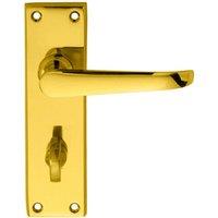 Loops PAIR Straight Victorian Lever on Bathroom Backplate 150 x 42mm Polished Brass in Metallics
