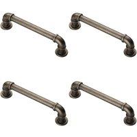 Loops 4x Pipe Design Cabinet Pull Handle 128mm Fixing Centres 12mm Dia Pewter