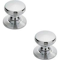 Loops 2x Smooth Ringed Cupboard Door Knob 28mm Dia Polished Chrome Cabinet Handle