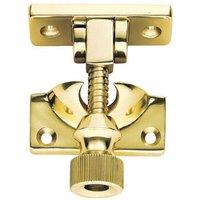 Loops Brighton Pattern Sprung Sash Fastener 60 x 25mm Fixing Plate Polished Brass in Metallics