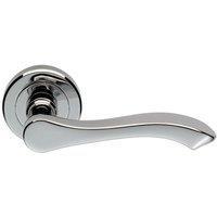 Loops PAIR Scroll Shaped Handle on Chamfered Edged Round Rose Polished Chrome