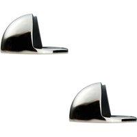 Loops 2x Floor mounted Oval Doorstop 44 x 22mm Polished Nickel Half Moon Stopper in Metallics