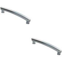 Loops 2x Ridge Design Curved Cabinet Pull Handle 160mm Fixing Centres Polished Chrome