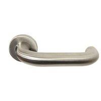 Loops PAIR 22mm Round Bar Safety Handle on Round Rose Concealed Fix Satin Steel in Metallics