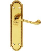 Loops PAIR Reeded Scroll Lever on Shaped Latch Backplate 205 x 49mm Polished Brass in Metallics