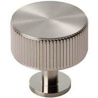 Loops Lined Radio Cupboard Door Knob - 35mm Diameter - Satin Nickel Cabinet Handle in Metallics