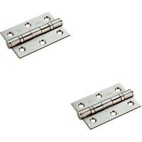 Loops 2x PAIR 76 x 51 x 2mm 7 Ball Bearing Hinge Satin Stainless Steel Interior Door in Metallics