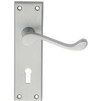 Loops PAIR Victorian Scroll Handle on Lock Backplate 150 x 43mm Satin Chrome