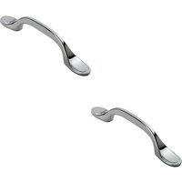 Loops 2x 128mm Shaker Style Cabinet Pull Handle 76mm Fixing Centres Polished Chrome