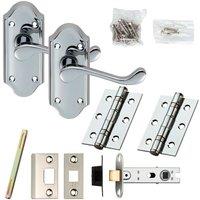 Loops Door Handle & Latch Pack Chrome Victorian Scroll Lever Small Plate 112 x 48mm