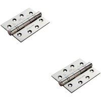 Loops 2x PAIR 102 x 76 x 3mm 13 Ball Bearing Hinge Stainless Steel Interior Door in Metallics