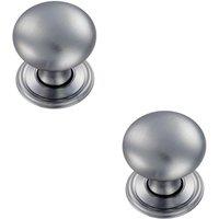 Loops 2x Round Victorian Cupboard Door Knob 32mm Dia Satin Chrome Cabinet Handle