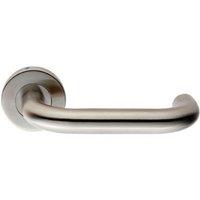 Loops PAIR 19mm Round Bar Safety Handle on Round Rose Concealed Fix Satin Steel in Metallics