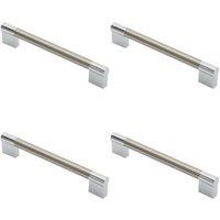 Loops 4x Keyhole Bar Pull Handle 172 x 14mm 160mm Fixing Centres Satin Nickel & Chrome in Metallics