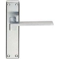 Loops PAIR Flat Straight Lever on Latch Backplate Handle 180 x 40mm Satin Chrome