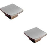 Loops 2x Square Curved Cupboard Door Knob 45 x 45mm Satin Nickel Cabinet Handle in Metallics