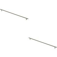 Loops 2x Round T Bar Cabinet Pull Handle 572 x 12mm 512mm Fixing Centres Satin Nickel in Metallics