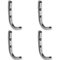 Loops 4x Slimline One Piece Coat Hook 55mm Projection Satin Stainless Steel in Metallics