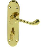 Loops PAIR Victorian Upturned Lever on Bathroom Backplate 170 x 42mm Polished Brass in Metallics