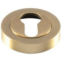 Loops 50mm Euro Profile Round Escutcheon Concealed Fix Satin Brass Keyhole Cover in Metallics