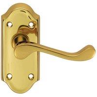 Loops PAIR Victorian Scroll Lever on Short Latch Backplate 112 x 48mm Polished Brass in Metallics